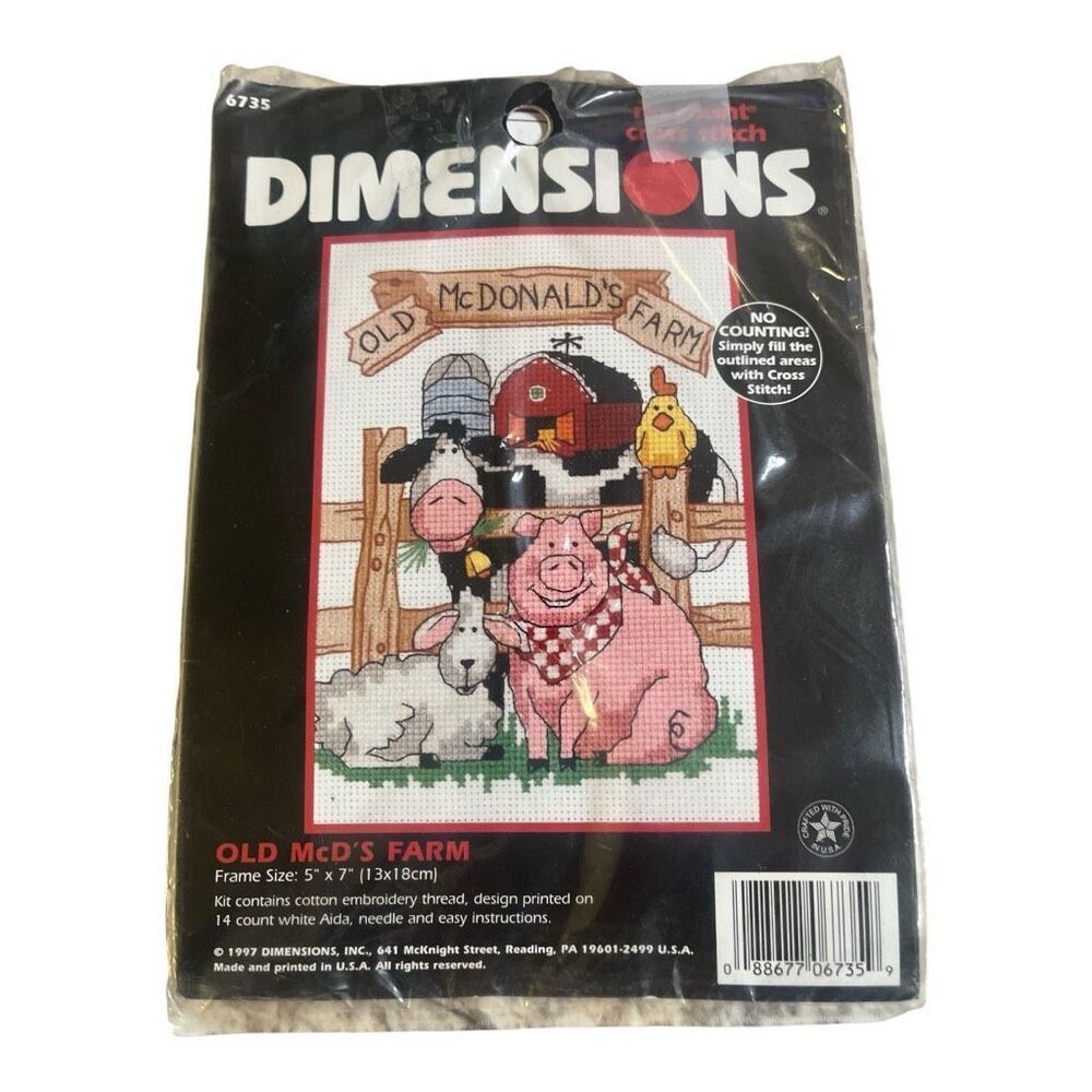 Dimensions cross stitch kit Old Mac Donald’s Farm vintage 1997 new
